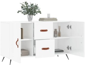 magasfényű fehér szerelt fa tálalószekrény 100 x 36 x 60 cm