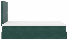 Ottomán ágykeret matracokkal sötétzöld 120x190cm bársony