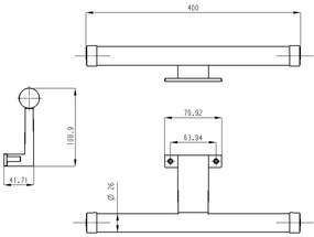 Aqualine, KRONAS LED lámpa, 6W, 230V, 400x40x100mm, króm, KA400