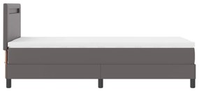 Boxspring ágy matracszal szürkében, 100 x 200 cm, műbőr