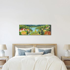 Kép - Falu a hegyekben (órával) (90x30 cm)