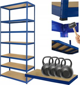 Tárolószekrény fém állvány Helios 270x110x40cm 7Px400kg Tömör Kék