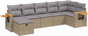 vidaXL 7 részes vegyes bézs polyrattan kerti ülőgarnitúra párnákkal