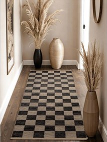 Fekete-krémszínű kétoldalas-kézi szövésű jutakeverék futószőnyeg 80x200 cm Rex – Hanse Home