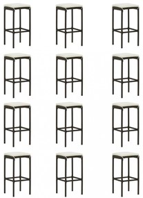 16 részes barna polyrattan kerti bárszett párnával