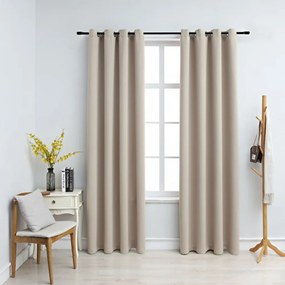vidaXL 2 db bézs sötétítőfüggöny fémgyűrűkkel 140 x 225 cm