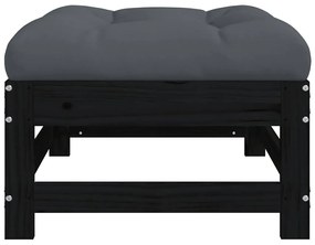 Fekete tömör fenyőfa kerti lábzsámoly párnával