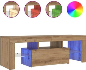 vidaXL kézműves tölgy szerelt fa TV-szekrény LED-ekkel 120x36,5x40 cm