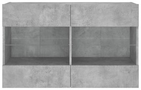 betonszürke falra szerelhető TV-szekrény LED-del 98,5x30x60,5cm