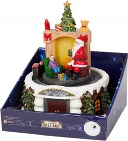 Karácsonyi zenedoboz Mikulás a kandallónál fények