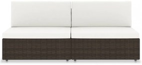 vidaXL 2 személyes barna elemes polyrattan kanapé