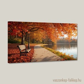 Őszi tóparti séta falikép – prémium hangulat 40x23 cm
