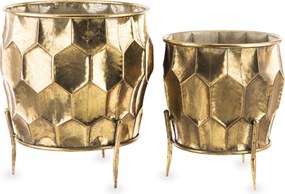 Arany fém fedél Virágcserép lábakon 2 db Retro méz szelet