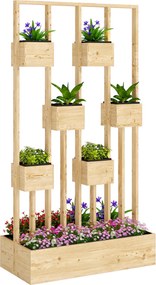 Outsunny fenyő magasított virágláda léckerettel, 90 x 45 x 170 cm — Kúszónövényekhez, erkélyre és teraszra | Aosom