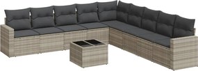 vidaXL 10 részes világosszürke polyrattan kerti ülőgarnitúra párnákkal
