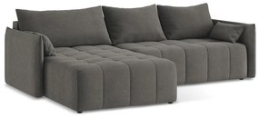 Sötétszürke kinyitható-tárolóhelyes sarokkanapé (bal oldali-heverő résszel) Moku – Makamii
