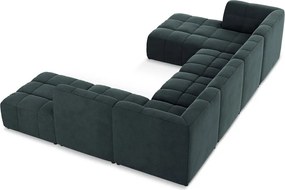 Kék bársony (U alakú) sarokkanapé Aloha – Makamii