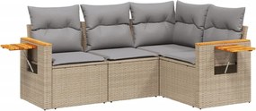 vidaXL 4 részes bézs polyrattan kerti ülőgarnitúra párnákkal
