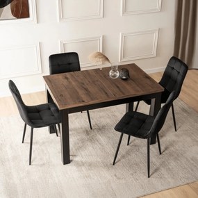 Bővíthető Étkezőasztal Dió/Fekete Színben. SKUBI 120–160 cm