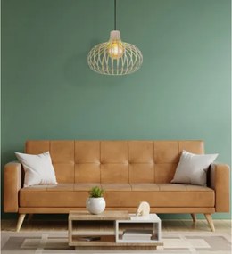 Globo 33370119 Függesztett lámpa, matt homokszínű fém, fekete textil kábel, ø: 400 mm, M: 1500 mm, 1xE27 60W 230V izzó nélkül