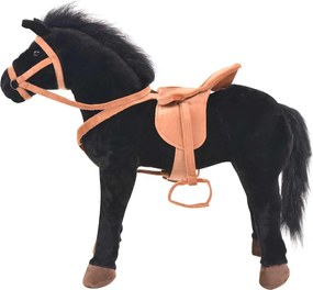 vidaXL fekete álló ló plüssjáték