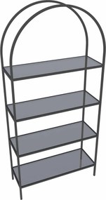 Linda fém könyvespolc, fekete-átlátszó, 80 cm