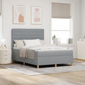 Box Spring Ăgy Matraccal VilĂĄgosszĂŒrke 140x190 cm Szövet