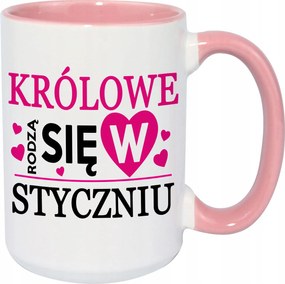 Fehér Bögre XXL Rózsaszín Közép Királynők Születnek Januárban Lányoknak