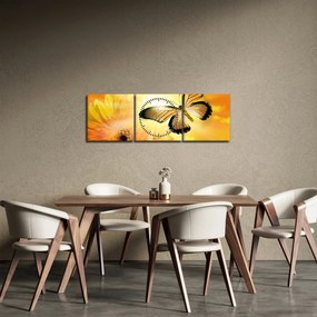 Kép - Sárga pillangó virággal (órával) (90x30 cm)