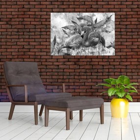 Kép - Flamingók graffiti (90x60 cm)