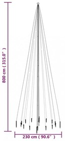 karácsonyfa cövekkel 1134 színes LED-del 800 cm