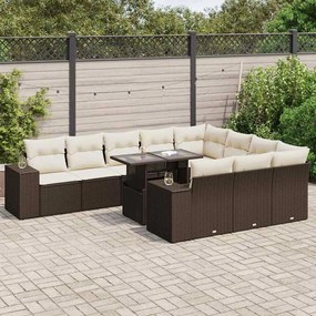 vidaXL 11 részes barna polyrattan kerti ülőgarnitúra párnákkal