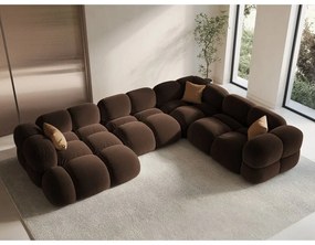 Sötétbarna bársony sarokkanapé (jobb oldali-U alakú) Loretto – Cosmopolitan Design