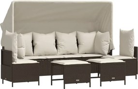 vidaXL 5 részes barna polyrattan kerti ülőgarnitúra párnával