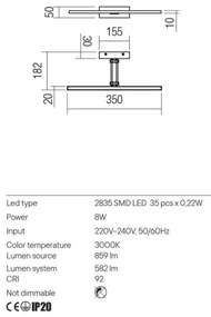 Redo 01-3460 - LED Képmegvilágító LINEAR LED/8W/230V 35 cm CRI 92 fehér