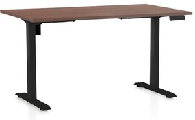 Állítható magasságú asztal OfficeTech B, 140 x 80 cm, fekete alap, dió