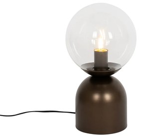 Hotel elegáns asztali lámpa sötét bronz átlátszó üveggel - Pallon Trend