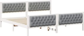 vidaXL Ágykeret fejtámlával Világosszürke 200 x 200 cm Tömör fenyőfa