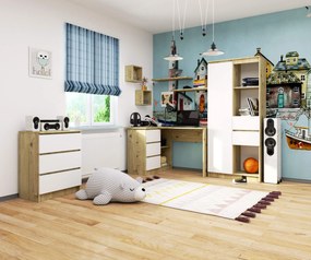 Sarok PC asztal Bodhi (artisan tölgy  + fehér) (B). Akció -14%. 1070964