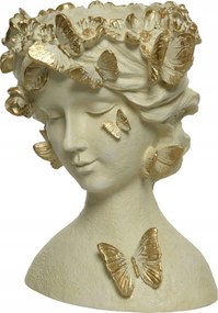 Virágtartó fedél mellszobor nő pillangók arany dekoráció