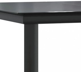 vidaXL 5 részes fekete és szürke polyrattan kerti étkezőszett párnával