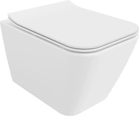 Mexen Cube Rimless WC csésze lassan záródó slim tetővel, duroplast, fényes fehér - 30924000