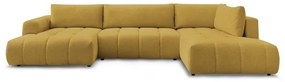 Mustársárga kinyitható-tárolóhelyes sarokkanapé (jobb oldali-U alakú) Fuji – Bobochic Paris
