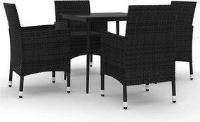 vidaXL 5 részes polyrattan és üveg kerti étkezőgarnitúra párnákkal
