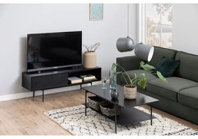 Fekete TV-állvány kőrisfa dekorral 140x45 cm Angus – Actona