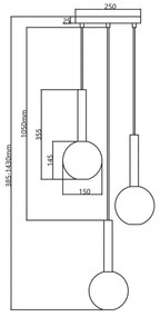 Csillár zsinóron NIKO 3xG9/9W/230V fekete