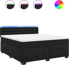 vidaXL fekete bársony rugós ágy matraccal 180x200 cm