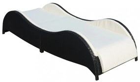 fekete polyrattan napozóágy párnával