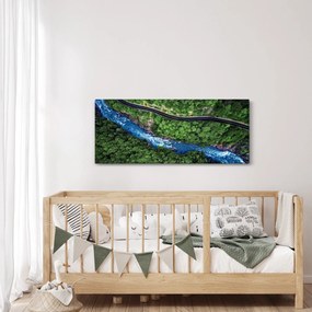 Kép - folyó a hegyek között, Kaukázus, Oroszország (120x50 cm)