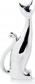 Kerámia Macska ezüst 30cm ajándék dekoráció